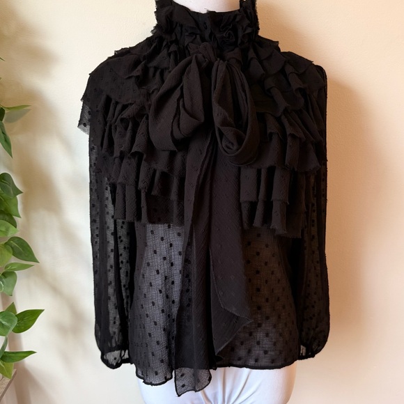 Zara Black Ruffle Blouse - Picture 3 of 6